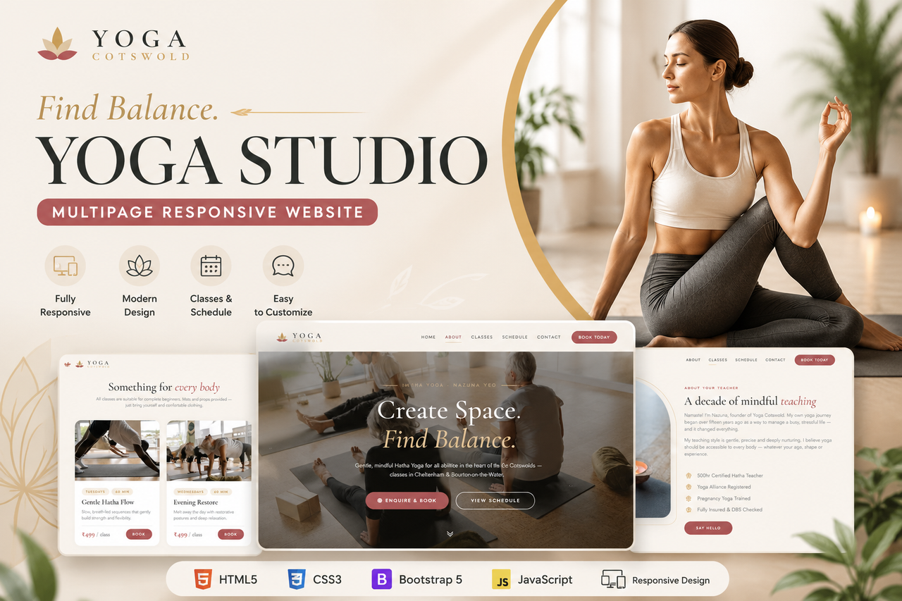 Yoga Cotswold – Yoga Studio Multipage Website